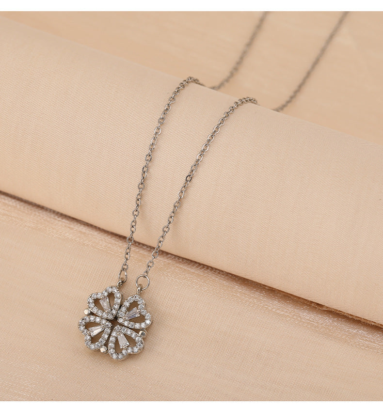 Four-Leaf Clover Hearts Necklace