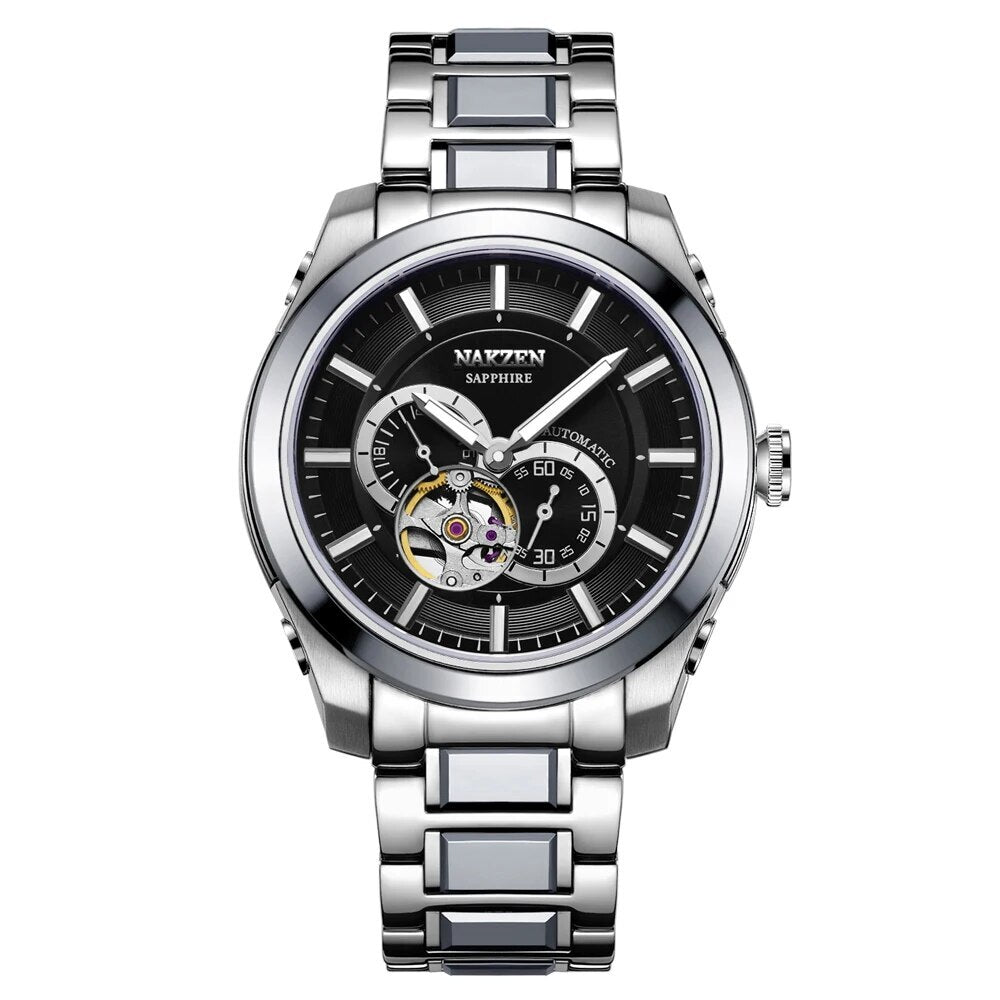 NAKZEN Men Automatic Watch Miyota 82S7 Sapphire Luxury Mechanical Wristwatch Stainless Steel Waterproof Watch Clock relogio 6023