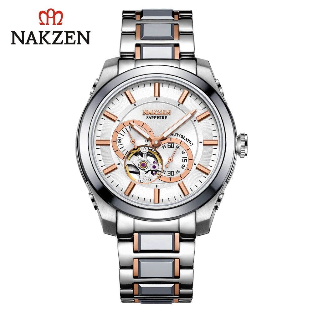 NAKZEN Men Automatic Watch Miyota 82S7 Sapphire Luxury Mechanical Wristwatch Stainless Steel Waterproof Watch Clock relogio 6023