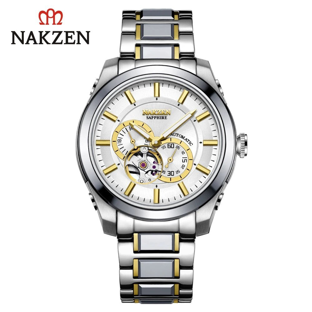 NAKZEN Men Automatic Watch Miyota 82S7 Sapphire Luxury Mechanical Wristwatch Stainless Steel Waterproof Watch Clock relogio 6023