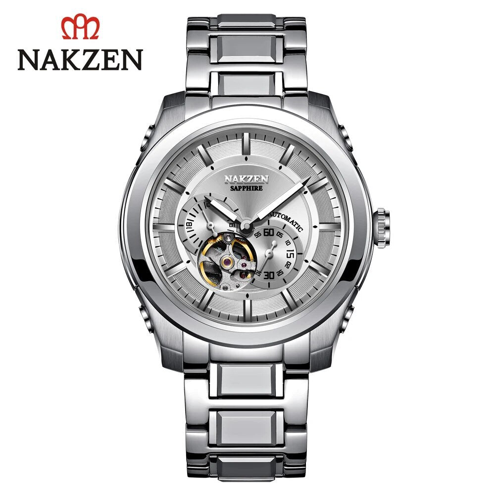 NAKZEN Men Automatic Watch Miyota 82S7 Sapphire Luxury Mechanical Wristwatch Stainless Steel Waterproof Watch Clock relogio 6023