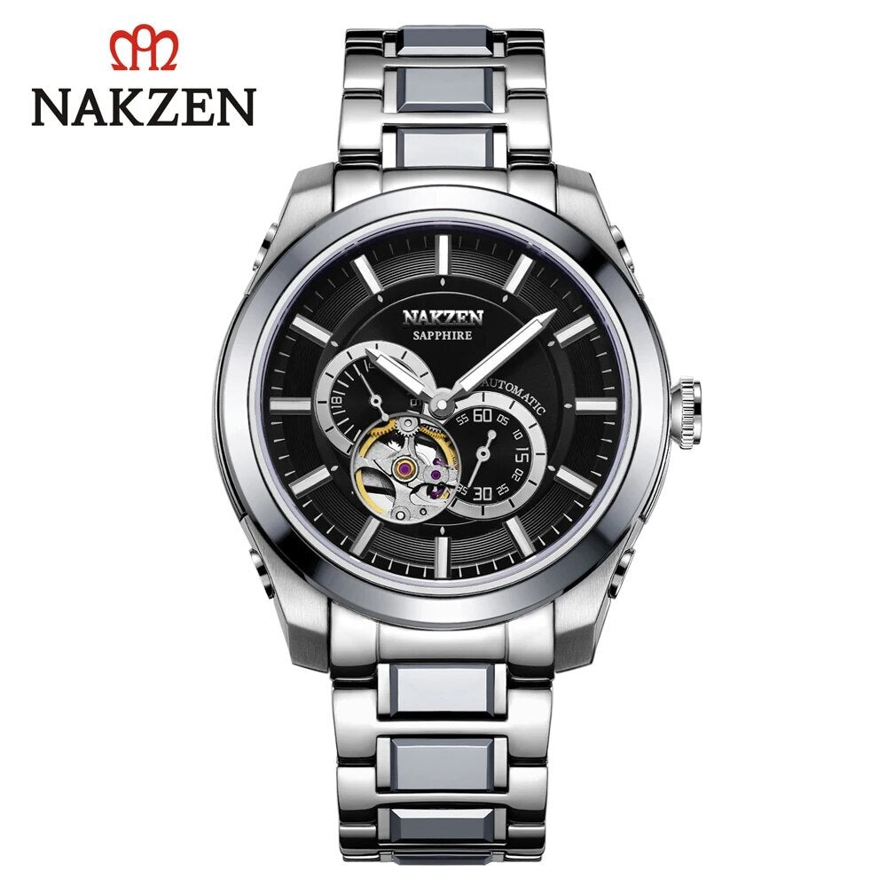 NAKZEN Men Automatic Watch Miyota 82S7 Sapphire Luxury Mechanical Wristwatch Stainless Steel Waterproof Watch Clock relogio 6023