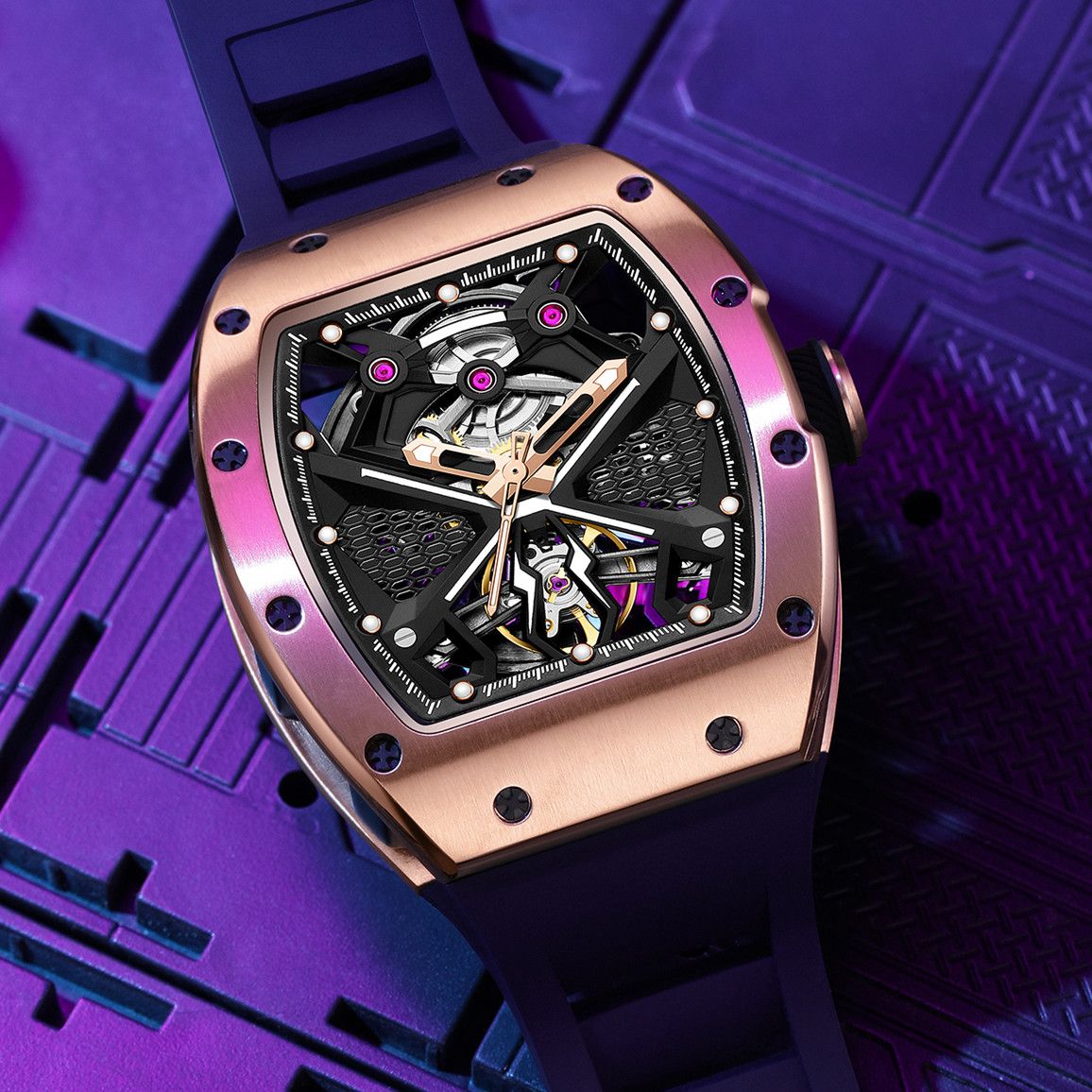MEGIR Hollow Out Dial Men Mechanical Watch Fashion Stainless Steel Automatic Wristwatch Waterproof Watch Clock Montre Homme 9190-5
