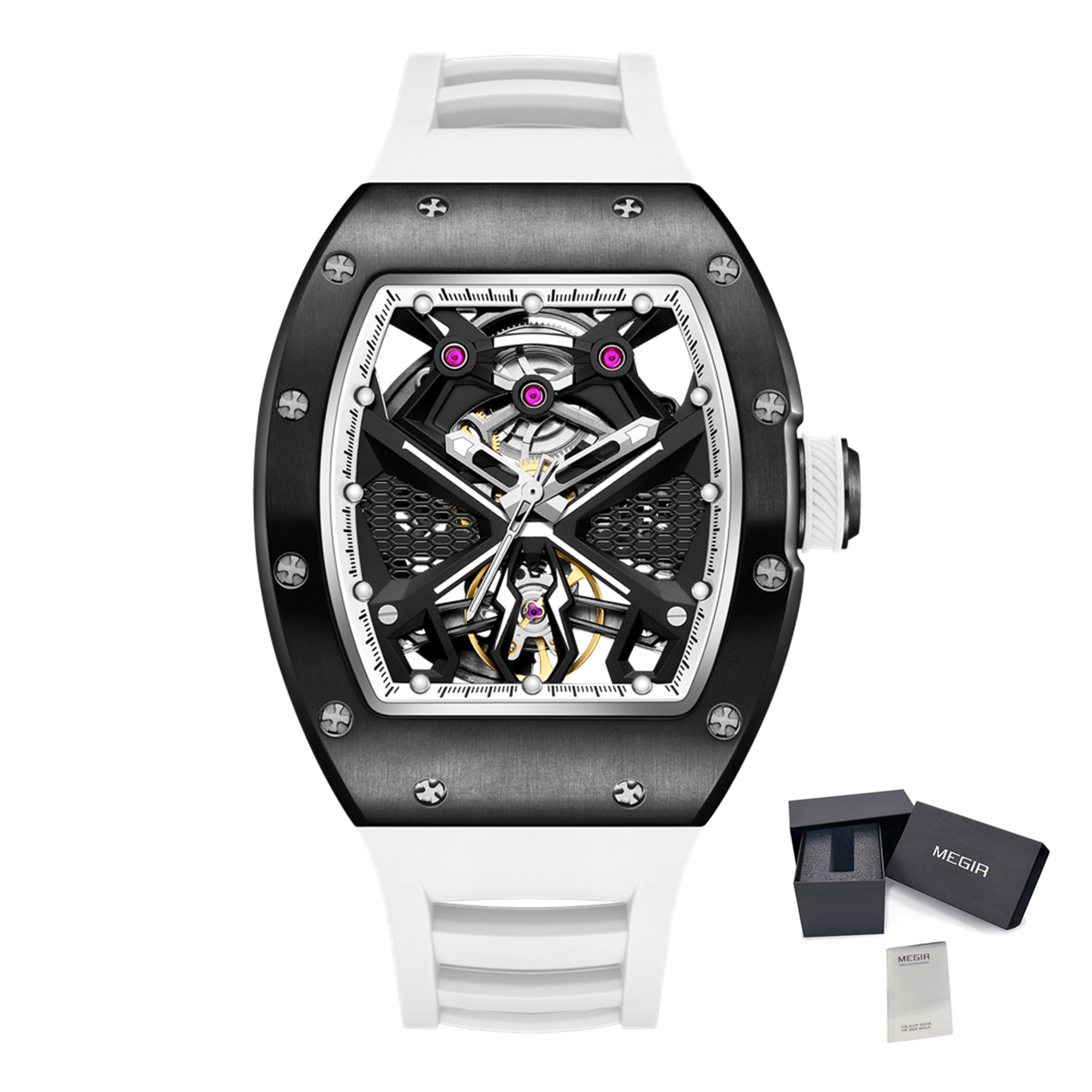 MEGIR Hollow Out Dial Men Mechanical Watch Fashion Stainless Steel Automatic Wristwatch Waterproof Watch Clock Montre Homme 9190-5